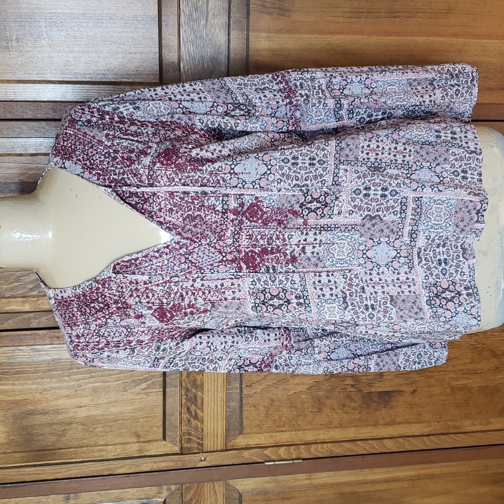 Knox Rose Embroidered Peasant Style Top Sz M